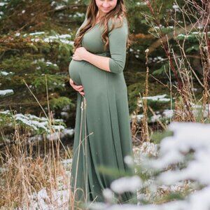 PinkBlush Olive Green Draped Wrap Maxi Dress Maternity, 3XL